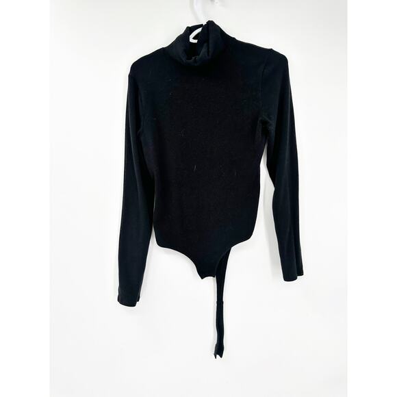 Madewell Solid Black Long Sleeve Turtleneck Minimalist Bodysuit Size Large - Picture 3 of 6